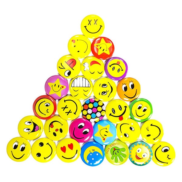 yolzhxe Pack of 70 30 mm Smileley Pins Badges, Various