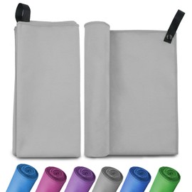 Invool Microfiber Towel, Quick Dry Lightweight Towel in 6 Colours, Super Absorbent and Fast Drying Camping Towel for Travel, Sports, Camping, Gym, Beach, Vacation (M-50cm x 100cm, Grey)