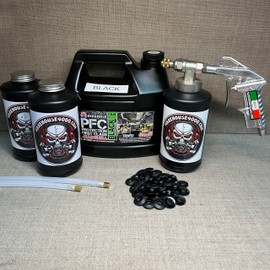 Gallon PFC Black, Pro Undercoating Spray Gun, 2 Wands, 3 Black Quart Bottles, and 50 Rust Plugs