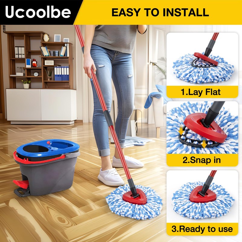 Ucoolbe Spin Mop Replacement Heads for O Cedar RinseClean 2-Tank