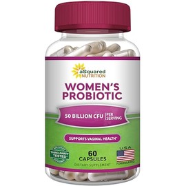 aSquared Nutrition Probióticos para mujeres - 50 mil millones de UFC. Probiótico para mujeres que favorece la salud digestiva, intestinal, vaginal y  