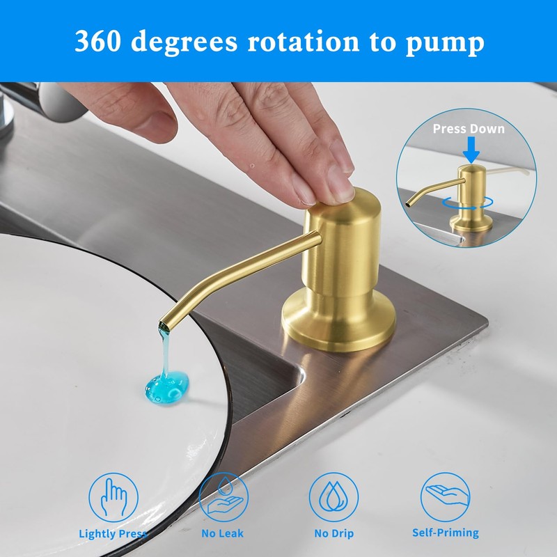 Built in Soap Dispenser for Kitchen Sink, Gold Brushed Stainless