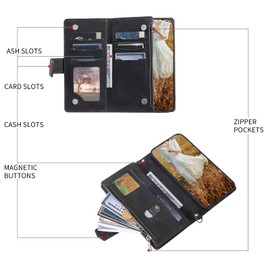 Wallet Case for Samsung Galaxy A53 5G,Luxury Quilted PU Leather Wallet Case with Card Slots for Women,Magnetic Zipper Purse Case with Wrist Strap Kickstand Shockproof Flip Cover-Black