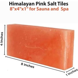 PSB Himalayan Pink Salt Tiles 8"x4"x1" for Spa, Sauna - Salt Bricks for Salt Wall, Pack of 10 Salt Blocks of 2.9 lbs for Home Decor