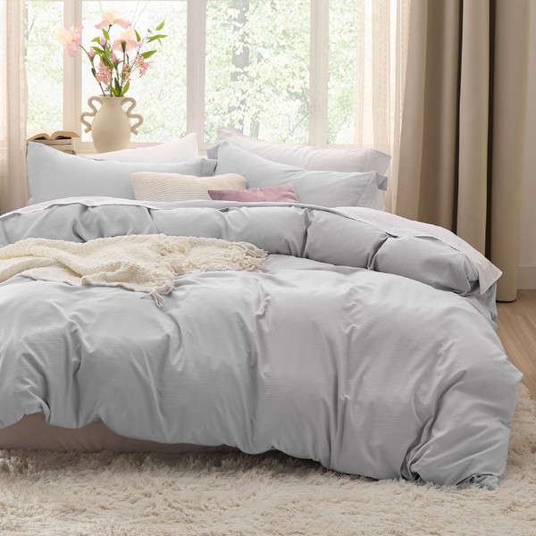 Bedsure Bedsure Light Grey Duvet Cover King Size - 3