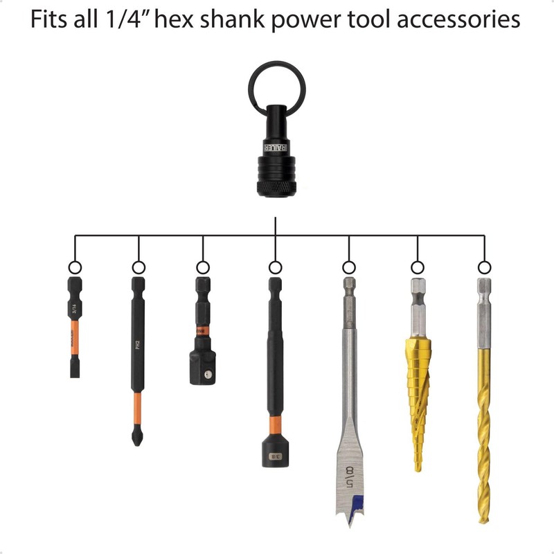 Railer Bit Holder Keychain 5pc - 1/4 inch Hex Shank