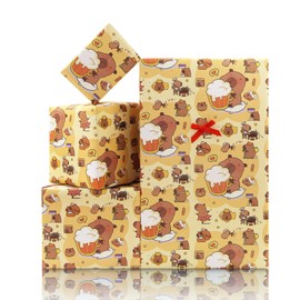 Capybara Birthday Wrapping Paper For Kids Girls Boys, Lovely Capybaras Gift Wrap Paper for Birthday or Baby Shower, 4 Sheets Folded Flat 50x70 cm Per Sheet