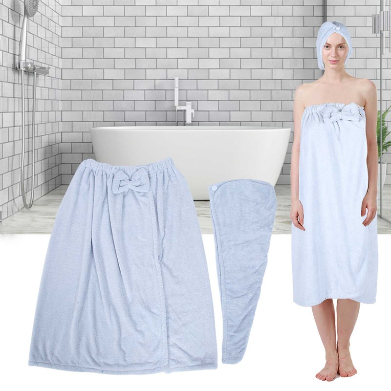 Bath Towel Wrap Coral Fleece Spa Women Adjustable Shower Wrap