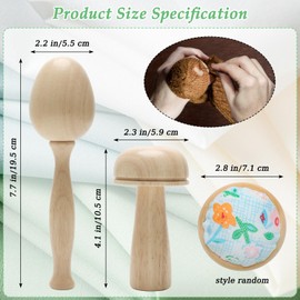 Windspeed Darning Egg Darning Mushroom for Socks Darner Egg Kit Include 14 Hooks Small Small Weaving Darning Loom 9 Large Eye Needles 50 Colors Darning Thread for DIY Handicraft Home Sewing Care