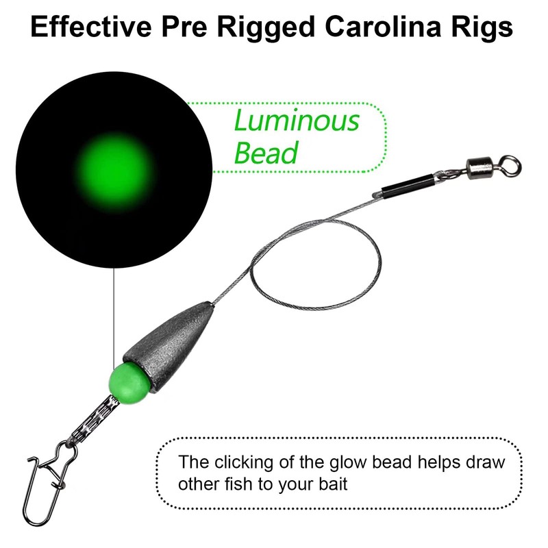 THKFISH Leaders Fishing with Hooks Carolina Rigs Pre Rigged Carolina