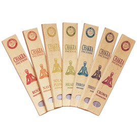 Chakra Incense Sticks, Set of 7 x 15 Pieces, Handmade in Nepal, No Chemicals, 100% Natural & Organic