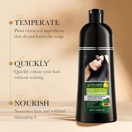 Hair Dye Shampoo, Champu Canas, Champu Colorante, Black Hair Dye Shampoo 3 En 1, Champú De Colour Para El Cabello InstantáNeo (, 400 ml)