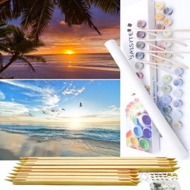 BAISITE Paint by Numbers Kit for Adults Beginners,12" Wx16 L 2 Pack Canvas for Painting Kits for Adults in Colorful Box-PBN217-218-DIY Frame