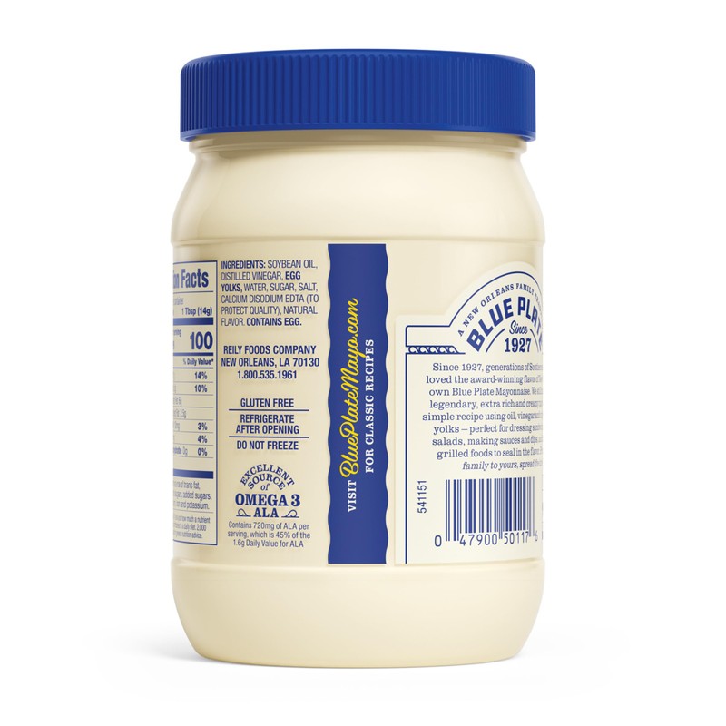 Blue Plate Real Mayonnaise, 16 Fl Oz Jar (Pack of