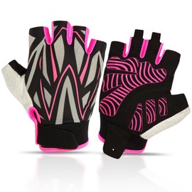 VENINGO Cycling Gloves Bike Gloves for Men Women,Black/Hot Pink