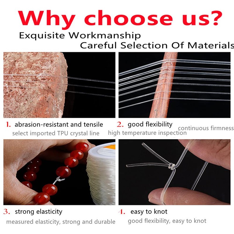 328ft 0.8mm Clear Bead Cord Crystal Elastic Stretchy Bracelet String