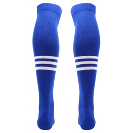TCK Dugout 3 Stripe Over the Knee Baseball Socks Pattern B (Royal/White, Small) - Royal/White,Small