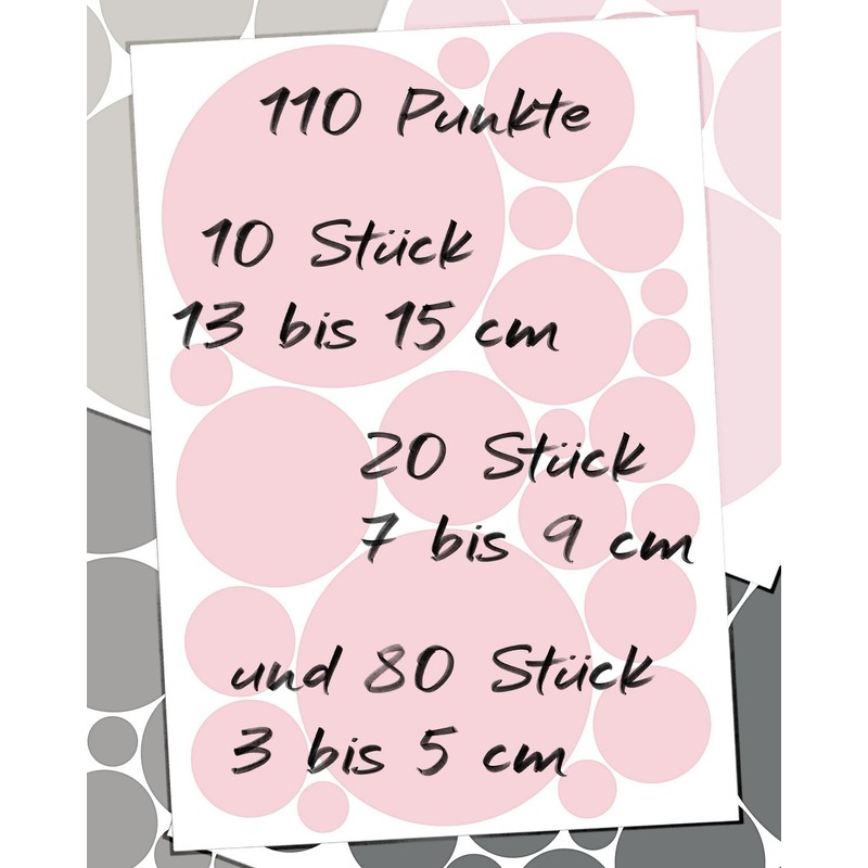 WANDfee Wall Sticker Dots I Pastel Pink Grey I Wall