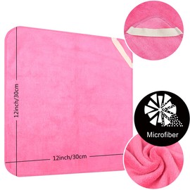 Sinland Microfiber Facial Cloths Fast Drying Washcloth 12inch x 12inch Dark pink 6 pack