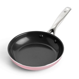 Blue Diamond Frying Pan 8” Skillet, Diamond Infused Healthy Ceramic Nonstick, PFAS and PFOA-Free, Dishwasher and Oven Safe, Even Heating, Metal Utensil Safe, Warp Control Base, Pink