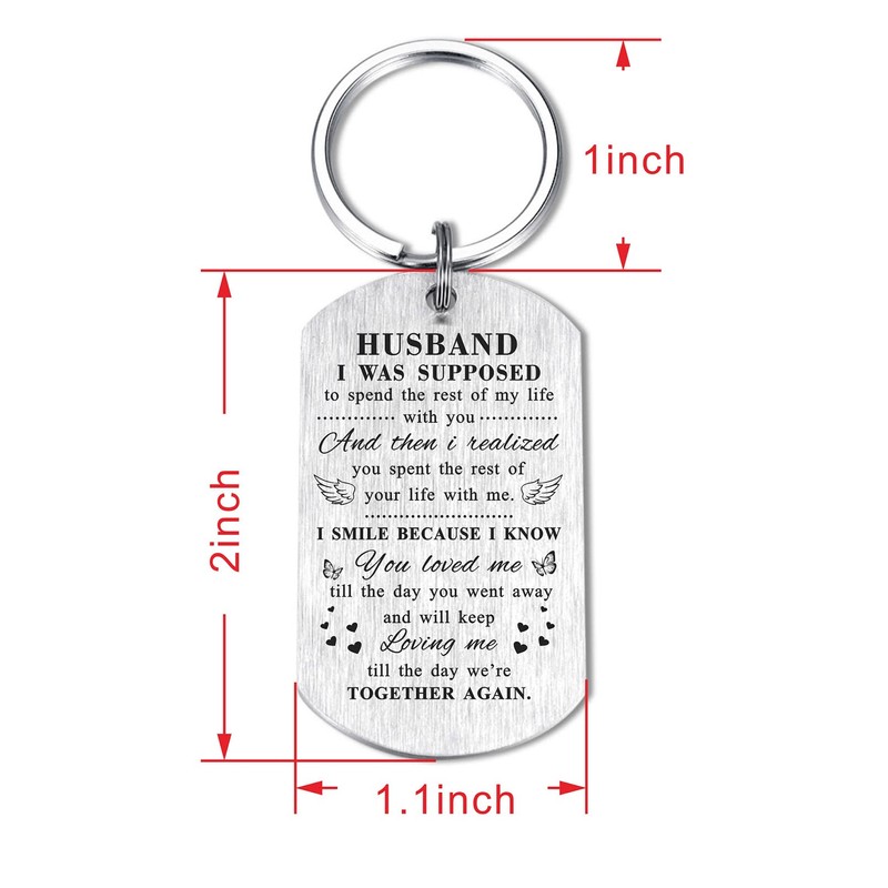 TANWIH Memory Gifts Memorial Keychain Jewelry for Loss of Husband,