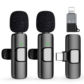 HEHOTTC USB C Mini Wireless Lavalier Microphone for iPhone 15 16, iOS and Android Devices - Noise Reduction Lapel Mic for Recording, Clip on Mic, Omni Lav Mic for Video Recording, Tiktok, Youtube, Vlog