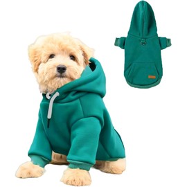 Sudadera para Perros, Sudadera con Capucha para Mascotas, Elegante Sudadera con Capucha y Lazo para la Correa, para Perros pequeños y medianos, Gatos en Clima frío(Verde, Medium)