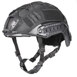 Adjustable Tactical Helmet with Helmet Cover, PJ Type Tactical Multifunctional Protective NVG Mount for Cosplay Hunting Shooting (Black)