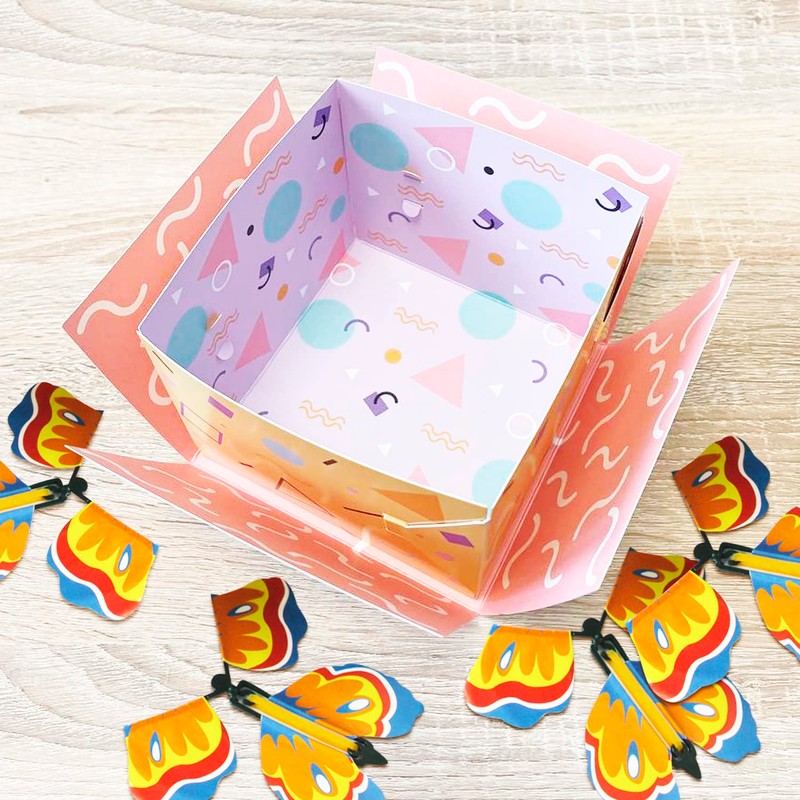 FETTIPOP Gift Box DIY Butterfly Explosion (White Yellow) 18.5 x