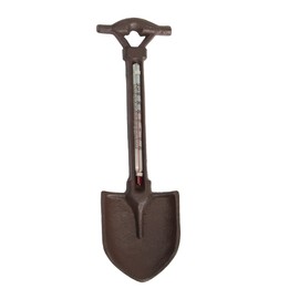 Cast Iron Wall Mounted Trowel Spade Outdoor Garden Tool Thermometer Decoration Art Greenhouse