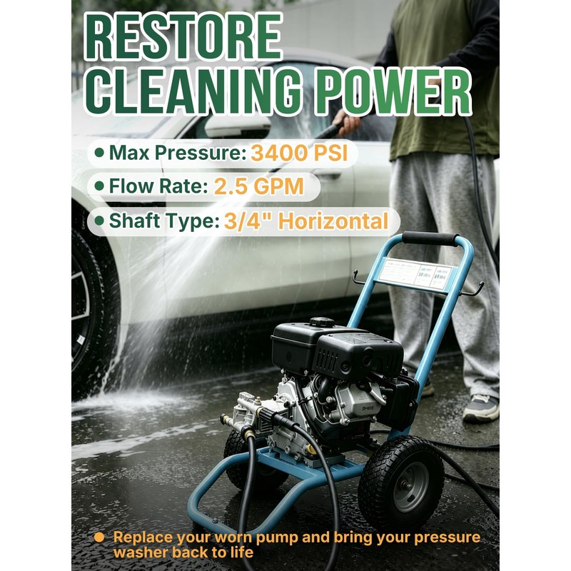 Pressure Washer Pump 3/4" Shaft Horizontal 3400 PSI