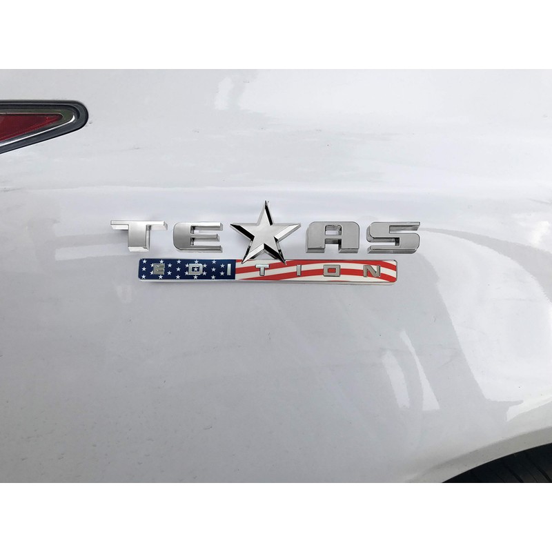 3PC 3D TEXAS EDITION EMBLEM Silver+Color American Flag for CHEVY