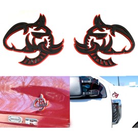 Par de calcomanías de repuesto para guardabarros de cabeza de elefante, lado izquierdo/derecho, emblemas 3D de repuesto para Hellephant Challenger Charger TRX Silverado Universal Car (Redline)