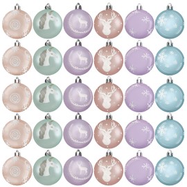 Joiedomi 30 Pcs 2.36'' Christmas Ornaments Assorted Design (Purple&Pink) Christmas Ornaments, Assorted Shatterproof Christmas Ornaments for Holidays,Tree Ornaments