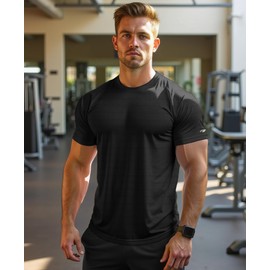 Performance T Shirts for Men Dry Fit(Black,XXL)
