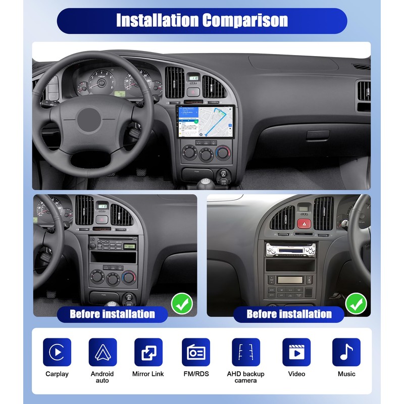 CAMECHO 2G+64G Android 13 Car Stereo for Hyundai Elantra 2004-2012