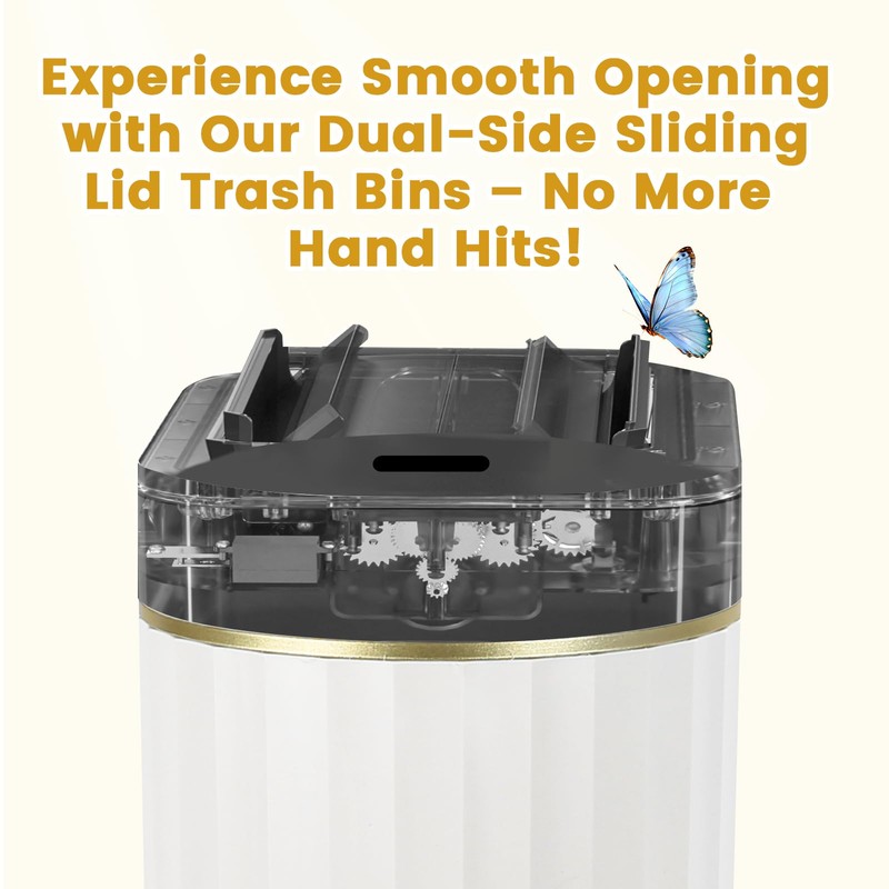 ELPHECO Bathroom Trash Can with Lid Butterfly, Motion Sensor Trash