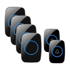 Wireless Doorbell, FullHouse Waterproof Door Bell Kit, Distinguish front and rear doors, Over 1000 feet Range and 60 Chime, 5 Levels Volume and LED Flash, for Home Office Classroom
