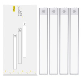 Motion Activated Under Cabinet Lighting, 8 Inch 80Lumens Wireless Under Counter Lights for Kitchen with 3 Color Temperatures, Dimmable LED Closet Lights for Bedroom, Stairs-4pack