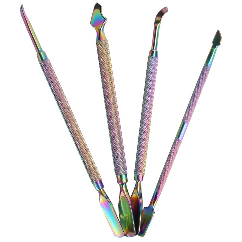 4pcs Stainless Steel Nail Cuticle Pusher Cuticle Trimmer Remover Set