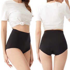 FallSweet No Show High Waist Briefs Underwear for Women Seamless Panties,Pack of 4 (Black4, L)