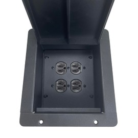 Made in The USA PROCRAFT Recessed Stage Pocket/Floor Box with AC Duplex Power/Any Channel Configuration/Solder Style Connectors (2 AC Duplex, Gap Lid)