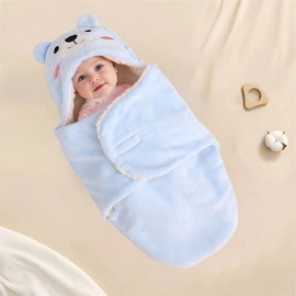 Chunky Cartoon Newborn Baby Swaddle Wrap for All Seasons 85*65/Blue Bear 3ea