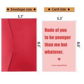 Detuca Detuca Funny Birthday Card & Gifts for Friend Sister Bestie, Humorous Birthday Card for Husband Wife, Cute Birthday Card for Men Women, Younger Than Me But Whatever