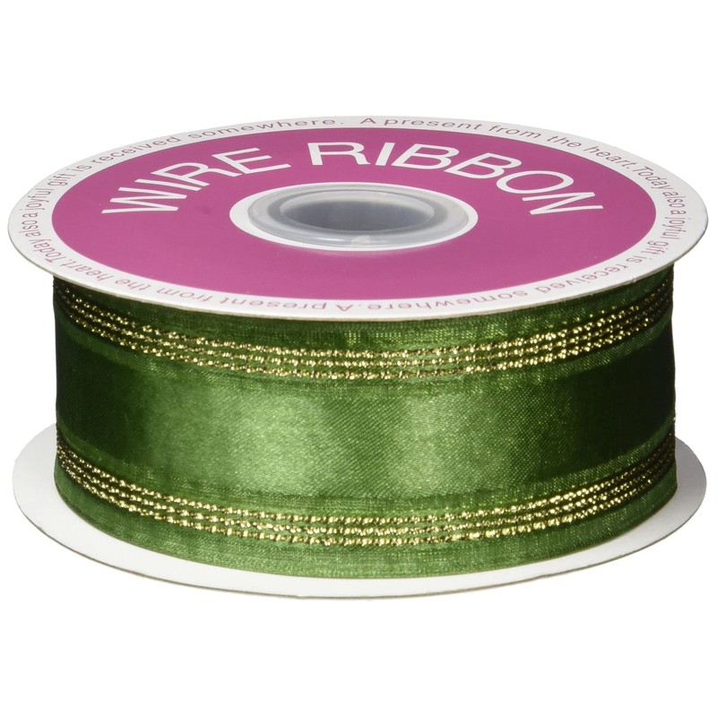 Double Elegant Ribbon Moss Green 40mm Width x 10m Roll