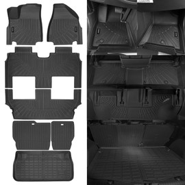 All Weather Floor Mats & Trunk Mats & Backrest Mats for 2017-2025 Chrysler Pacifica Touring Hybrid Version 7 Passengers Floor Mats for Chrysler Pacifica Hybrid Floor Liner Cargo Mat Accessories