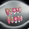 White French Tip Press on Nails Flower Fake Nails with
