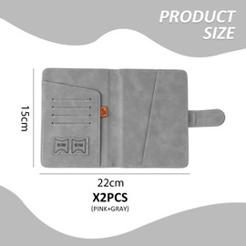 Pack of 2 Passport Holder, Passport Holder, ID Card Case Made of PU Leather, Credit Card Case with RFID Blocker, Suitable for Passport, ID Card, Credit Card, pink, Unit size, Modern