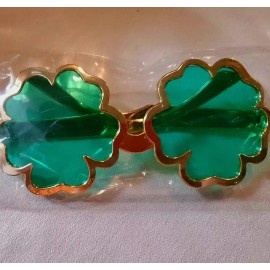 Momentum Brands St Patricks Day Eye Glasses Green With Gold Framed Shamrock Lucky Irish Clover