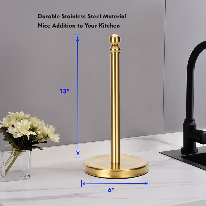 Fatizon Paper Towel Holder Stand, Gold Paper Towel Holder Countertop,